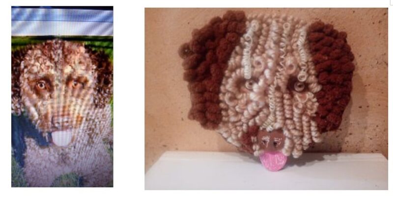 COLGANTE PERRO GOMA E Y LANA