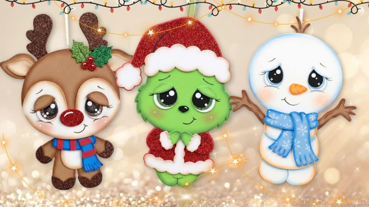 Trio de adornos navideños